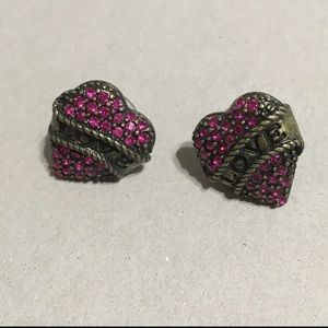 Betsey Johnson Crystal Heart Earrings